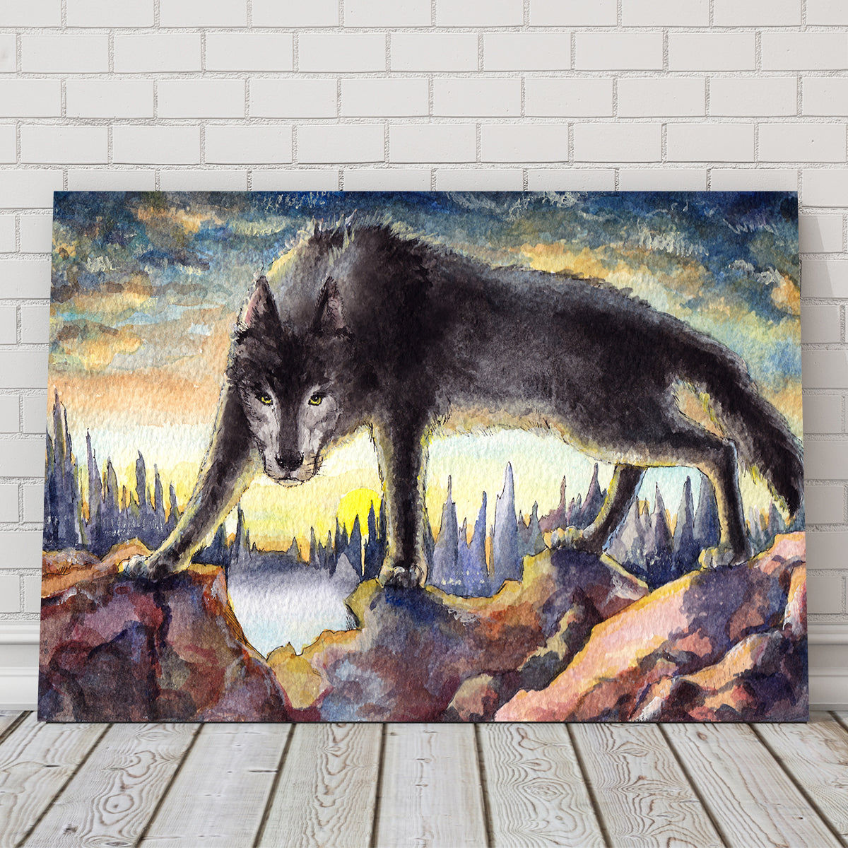 Black Wolf Painting Wall Art