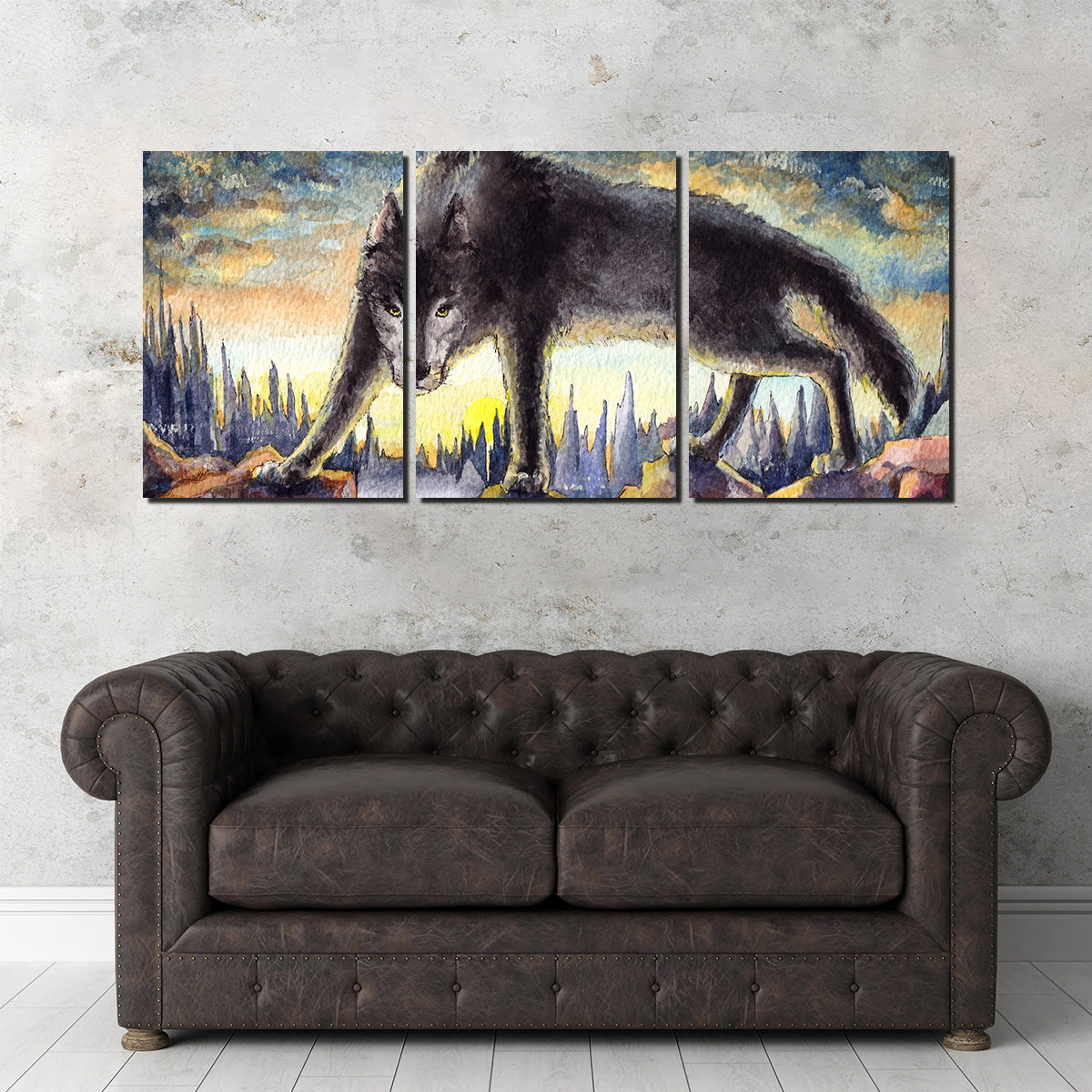 Black Wolf Painting Wall Art
