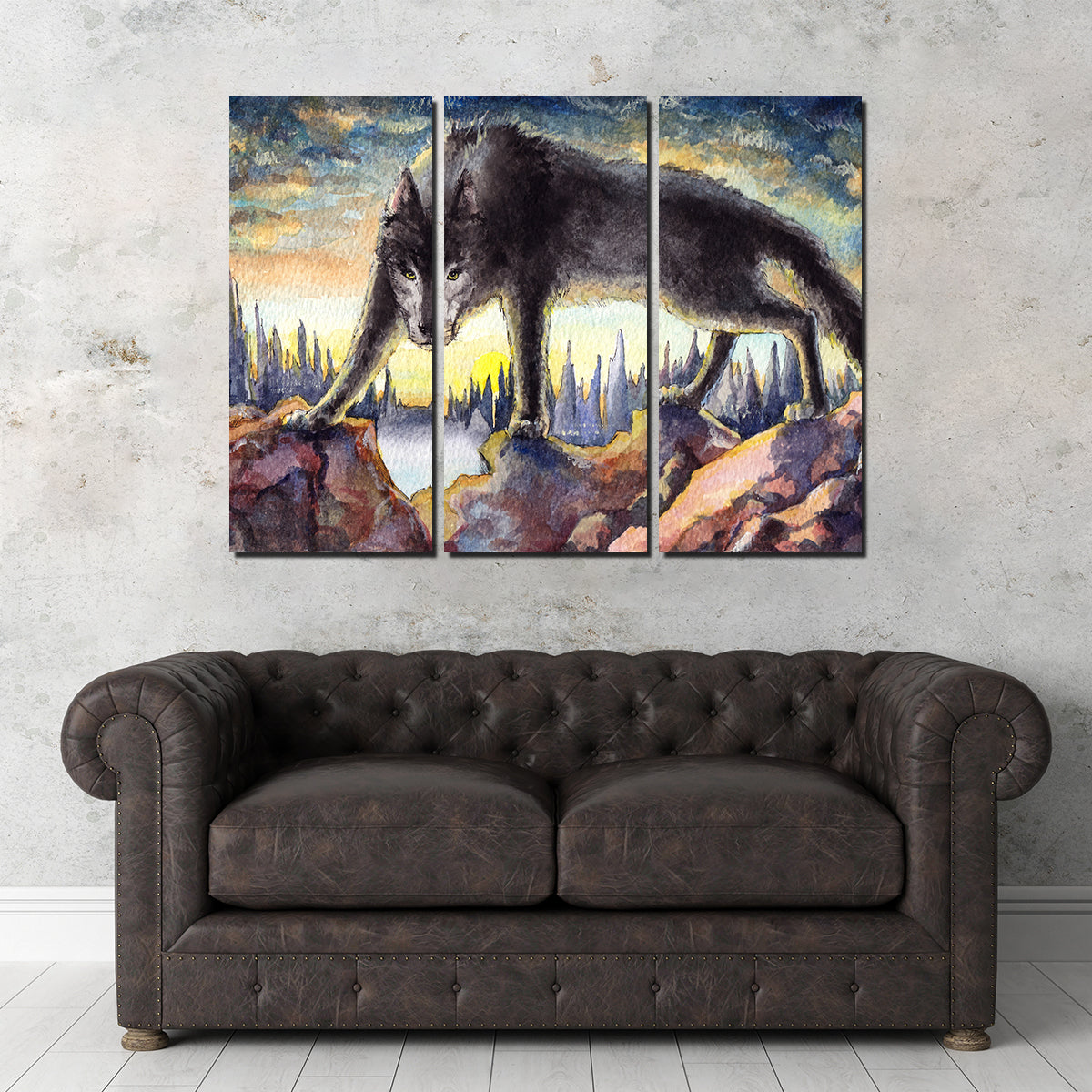 Black Wolf Painting Wall Art