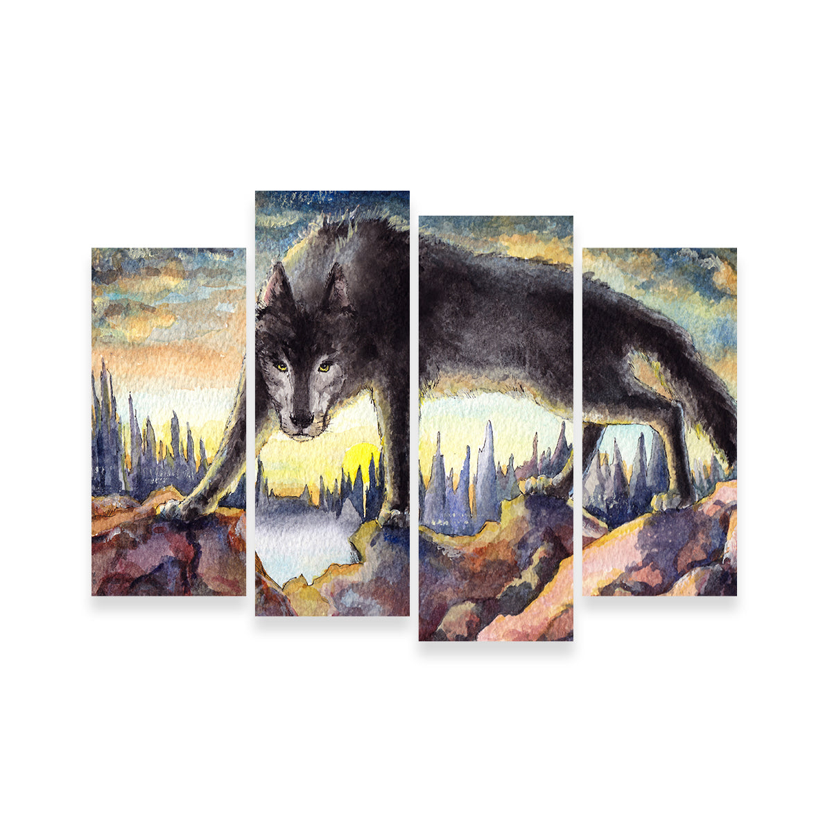 Black Wolf Painting Wall Art
