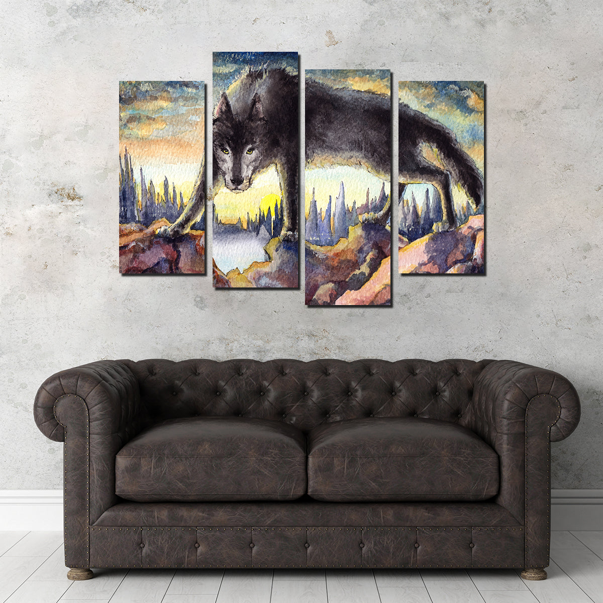 Black Wolf Painting Wall Art