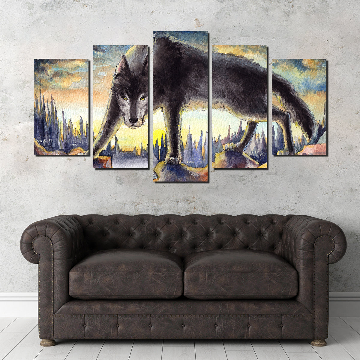 Black Wolf Painting Wall Art
