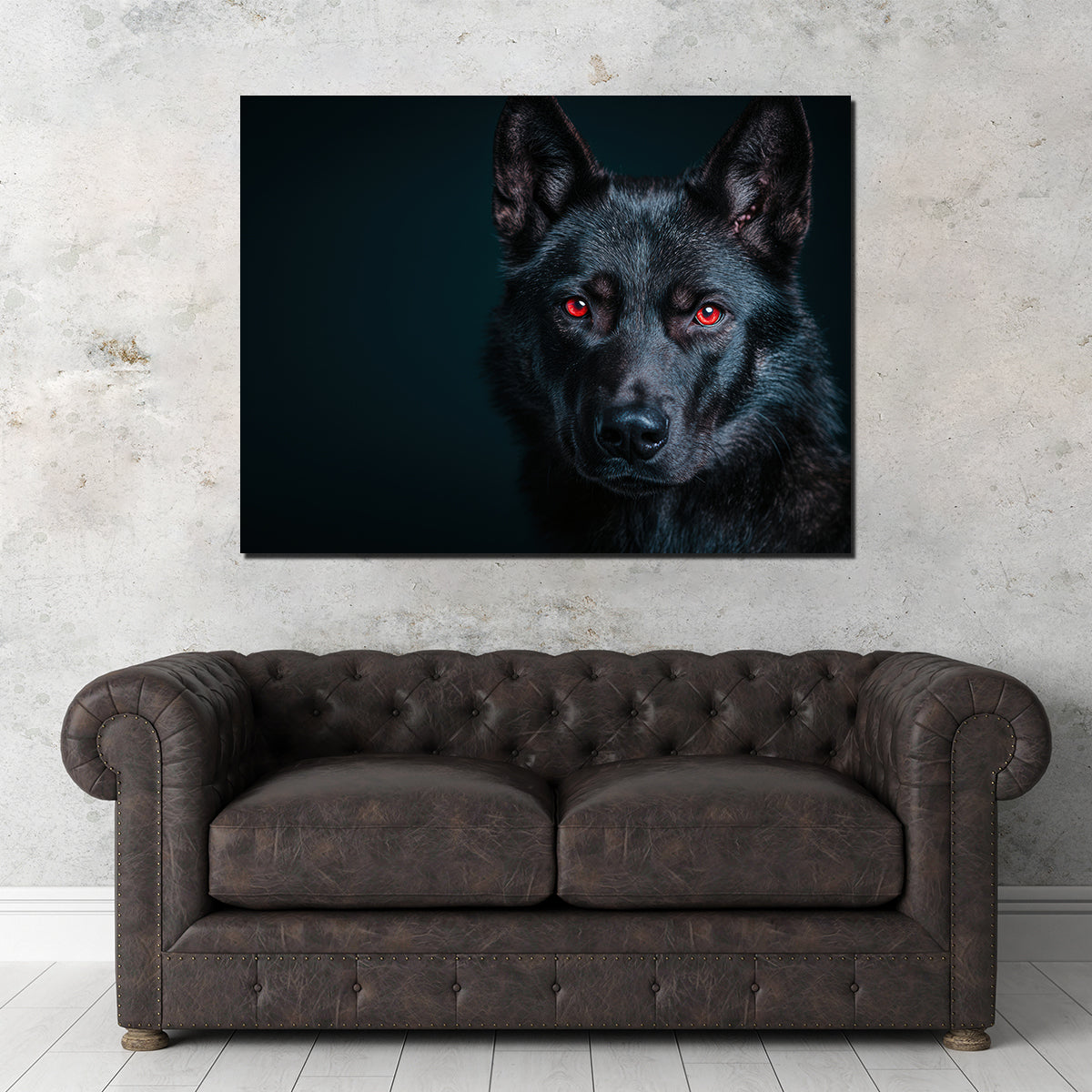 Black Wolf Red Eyes Wall Art