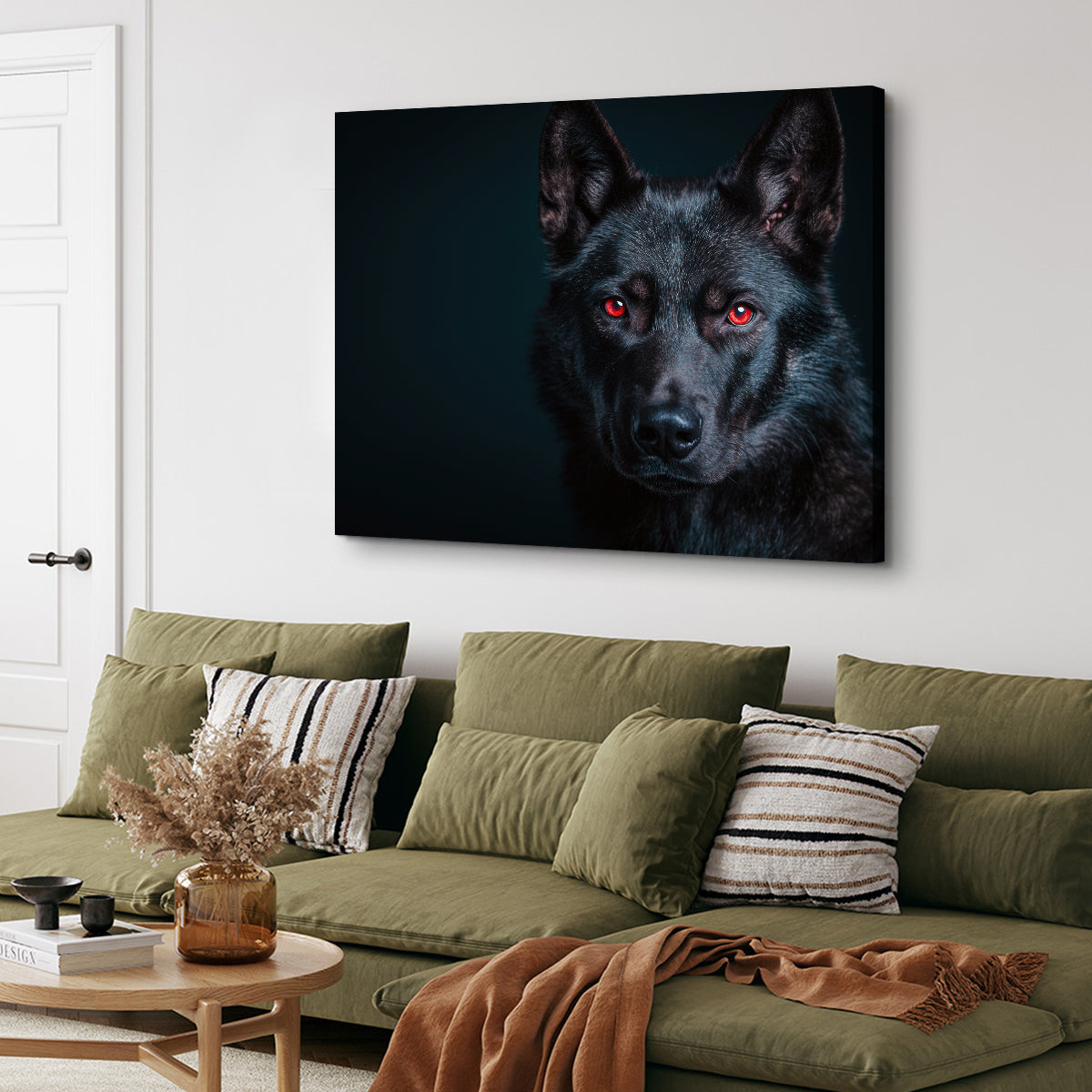 Black Wolf Red Eyes Wall Art