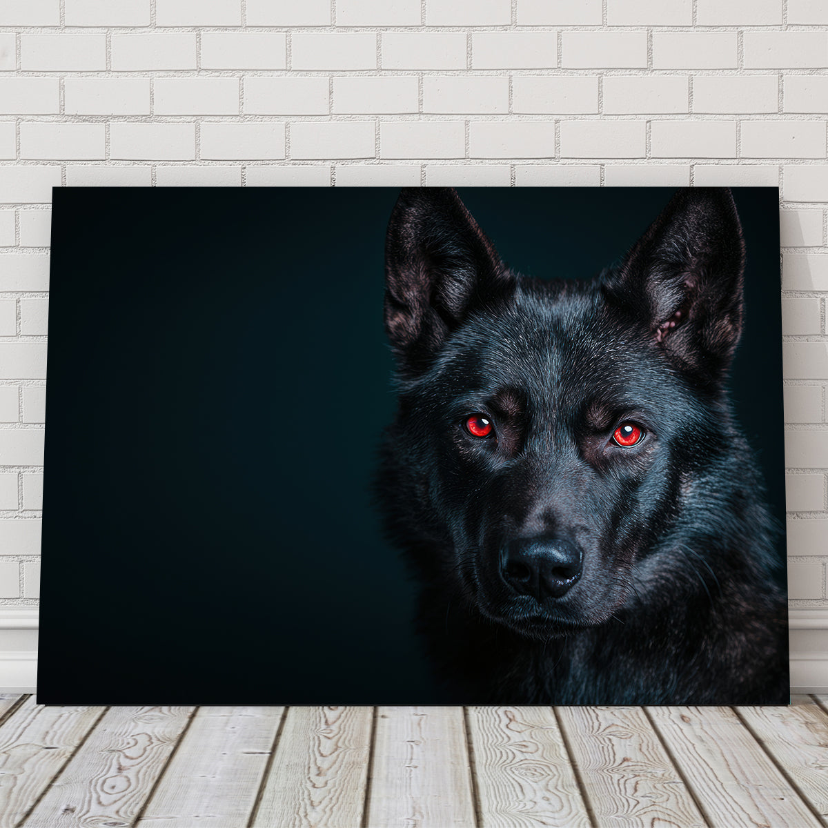 Black Wolf Red Eyes Wall Art