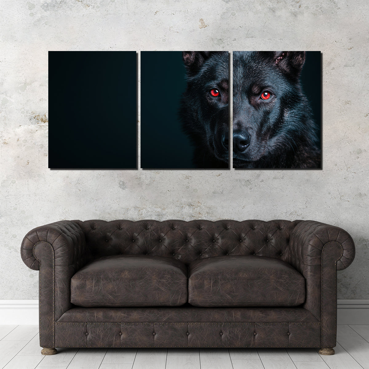 Black Wolf Red Eyes Wall Art