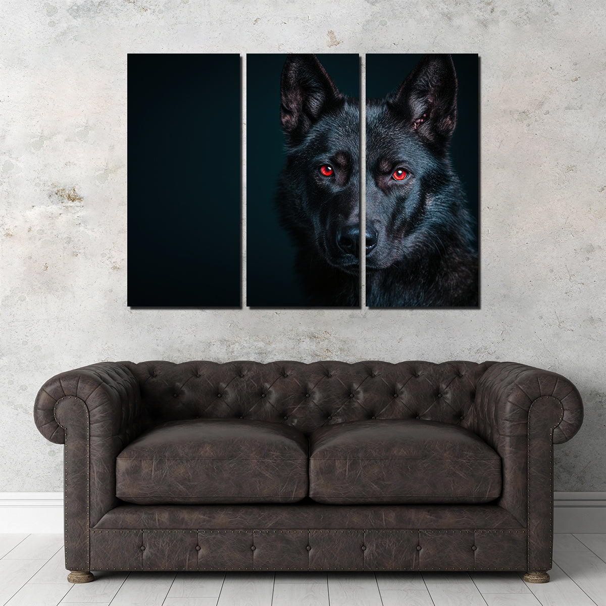 Black Wolf Red Eyes Wall Art