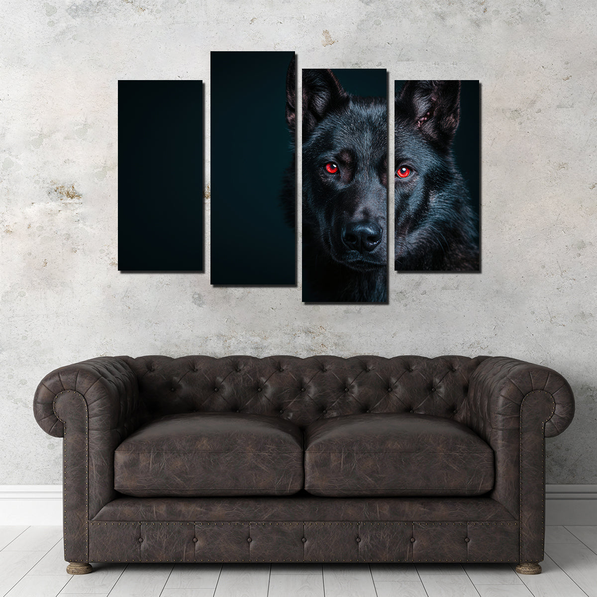 Black Wolf Red Eyes Wall Art
