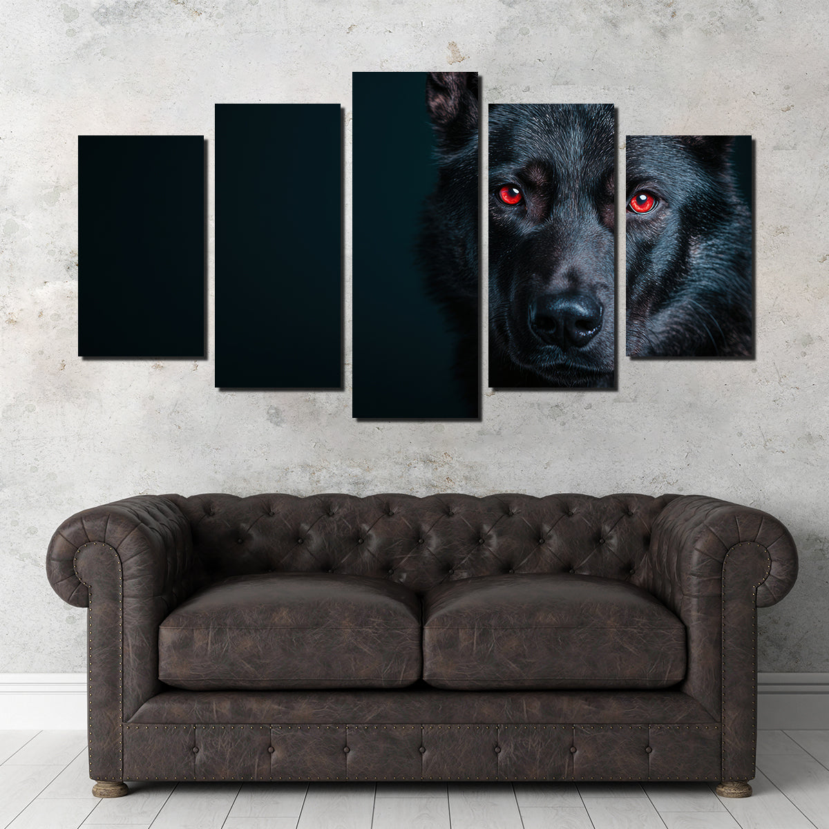 Black Wolf Red Eyes Wall Art