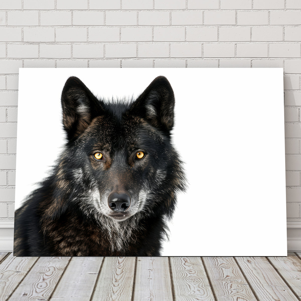 Black Wolf White Background Wall Art