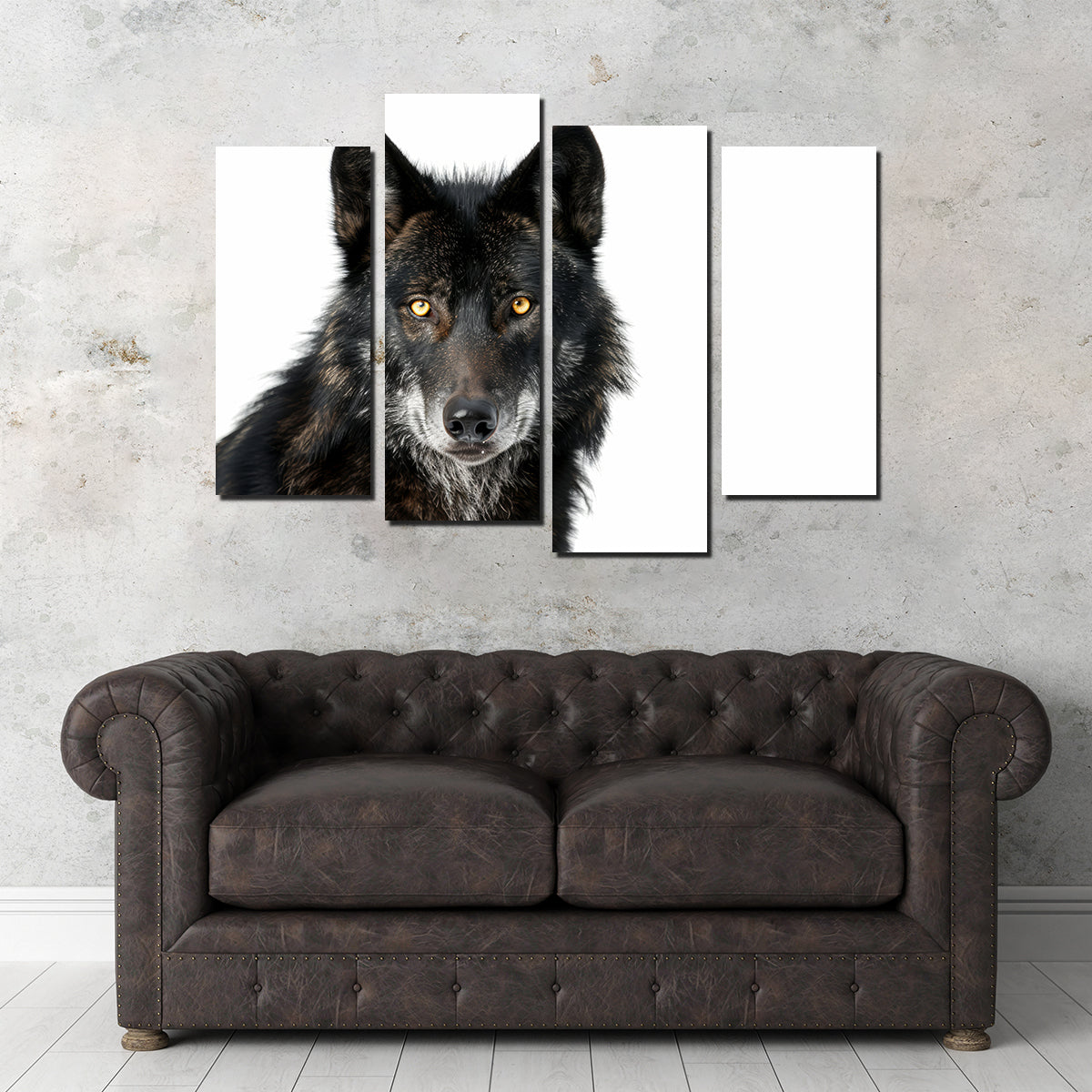 Black Wolf White Background Wall Art