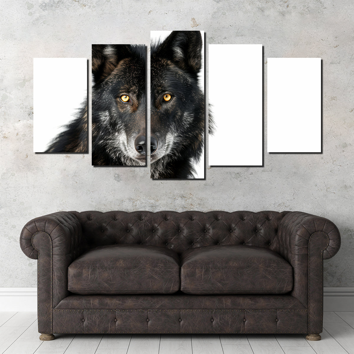 Black Wolf White Background Wall Art