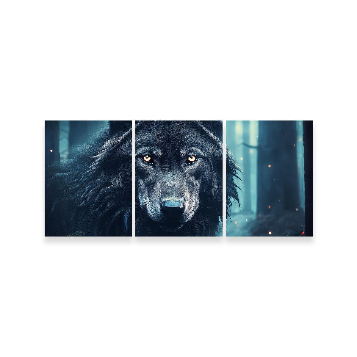 Black Wolf in Woods Wall Art