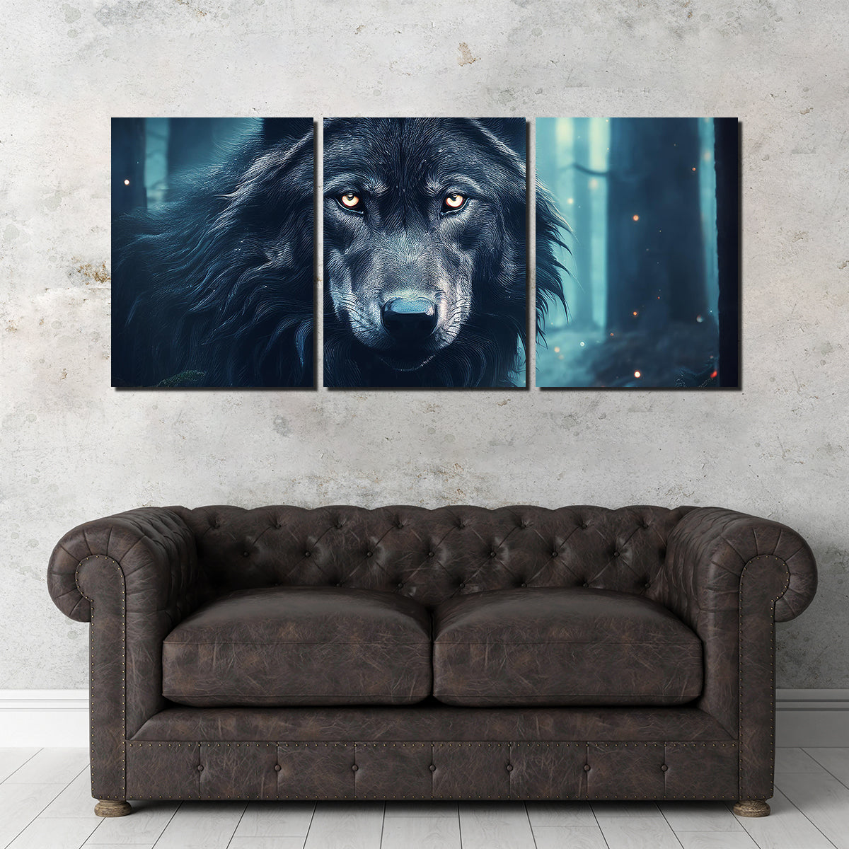 Black Wolf in Woods Wall Art