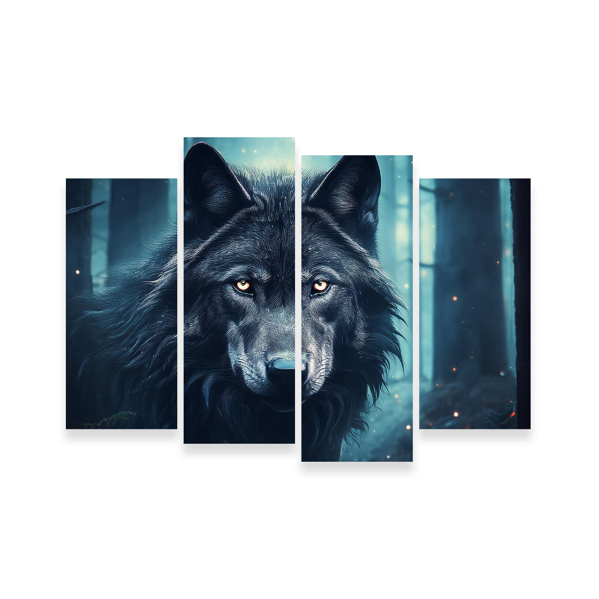 Black Wolf in Woods Wall Art