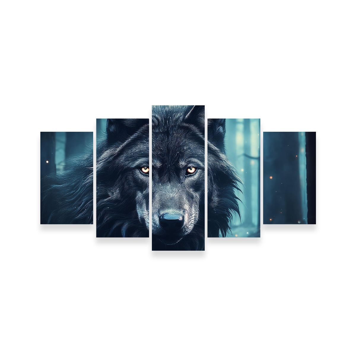 Black Wolf in Woods Wall Art