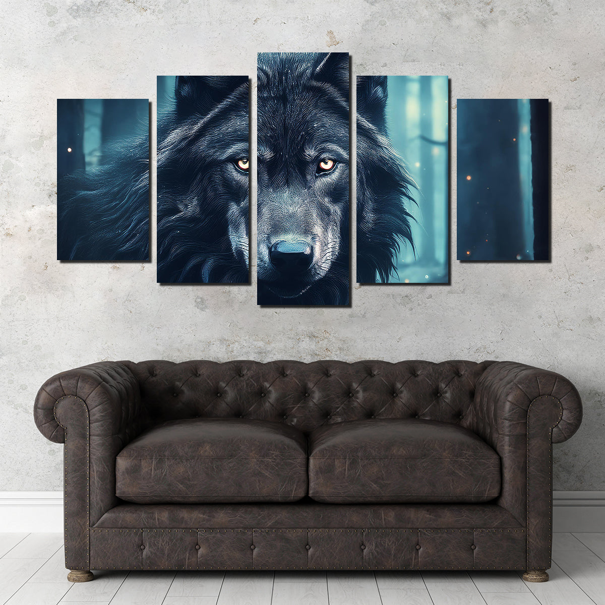 Black Wolf in Woods Wall Art