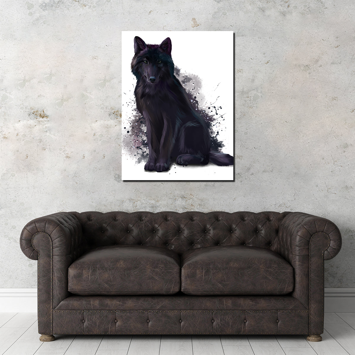 Black Wolf Watercolor Wall Art