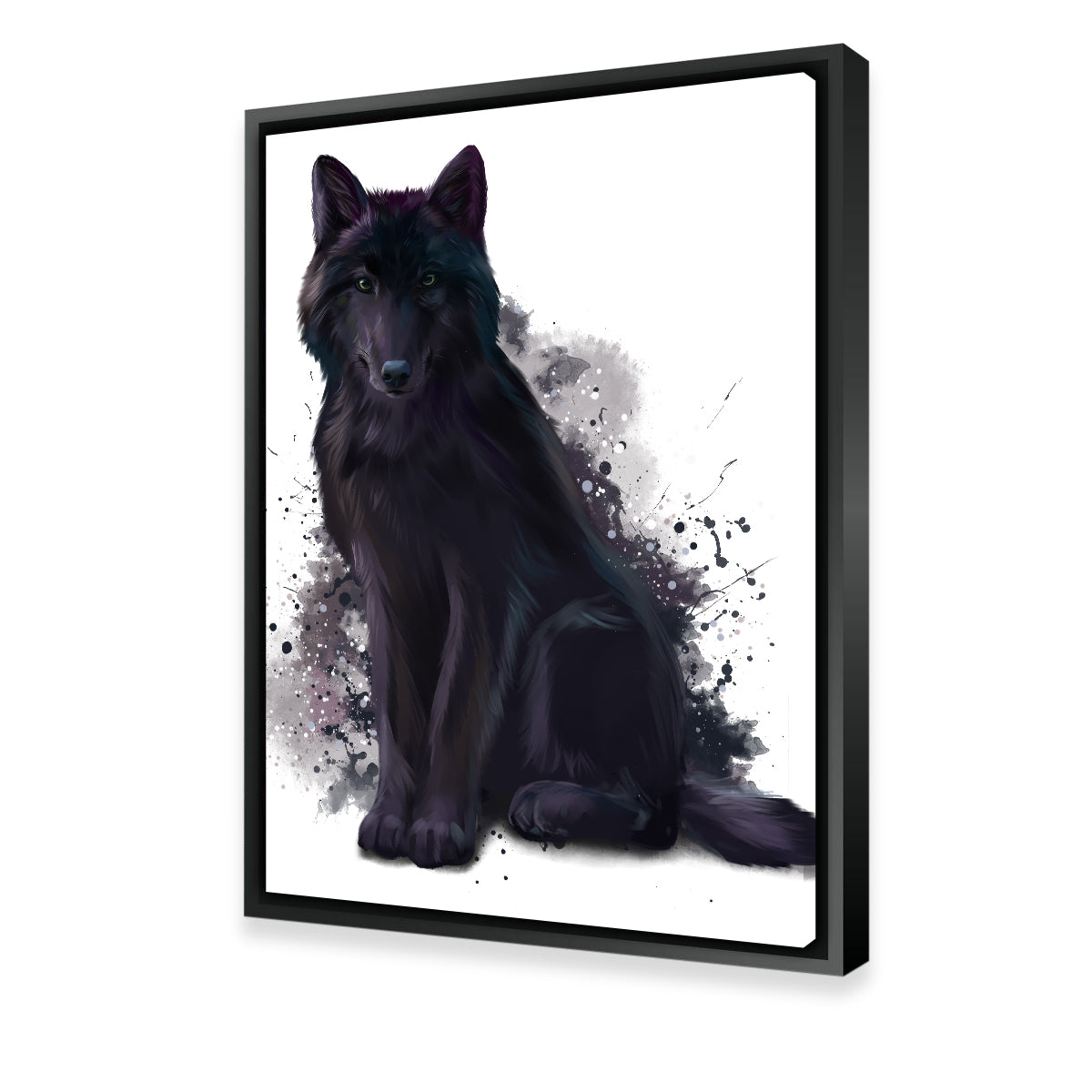 Black Wolf Watercolor Wall Art