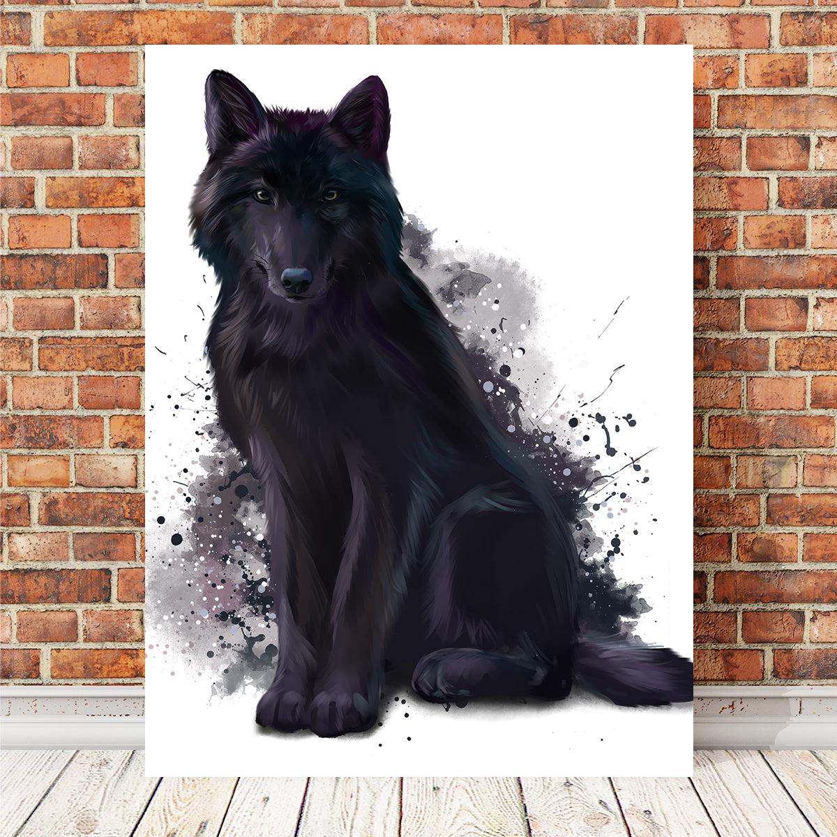 Black Wolf Watercolor Wall Art