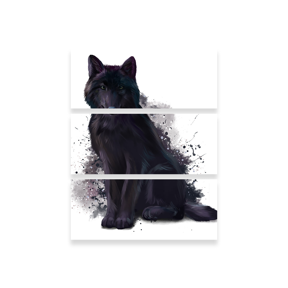 Black Wolf Watercolor Wall Art