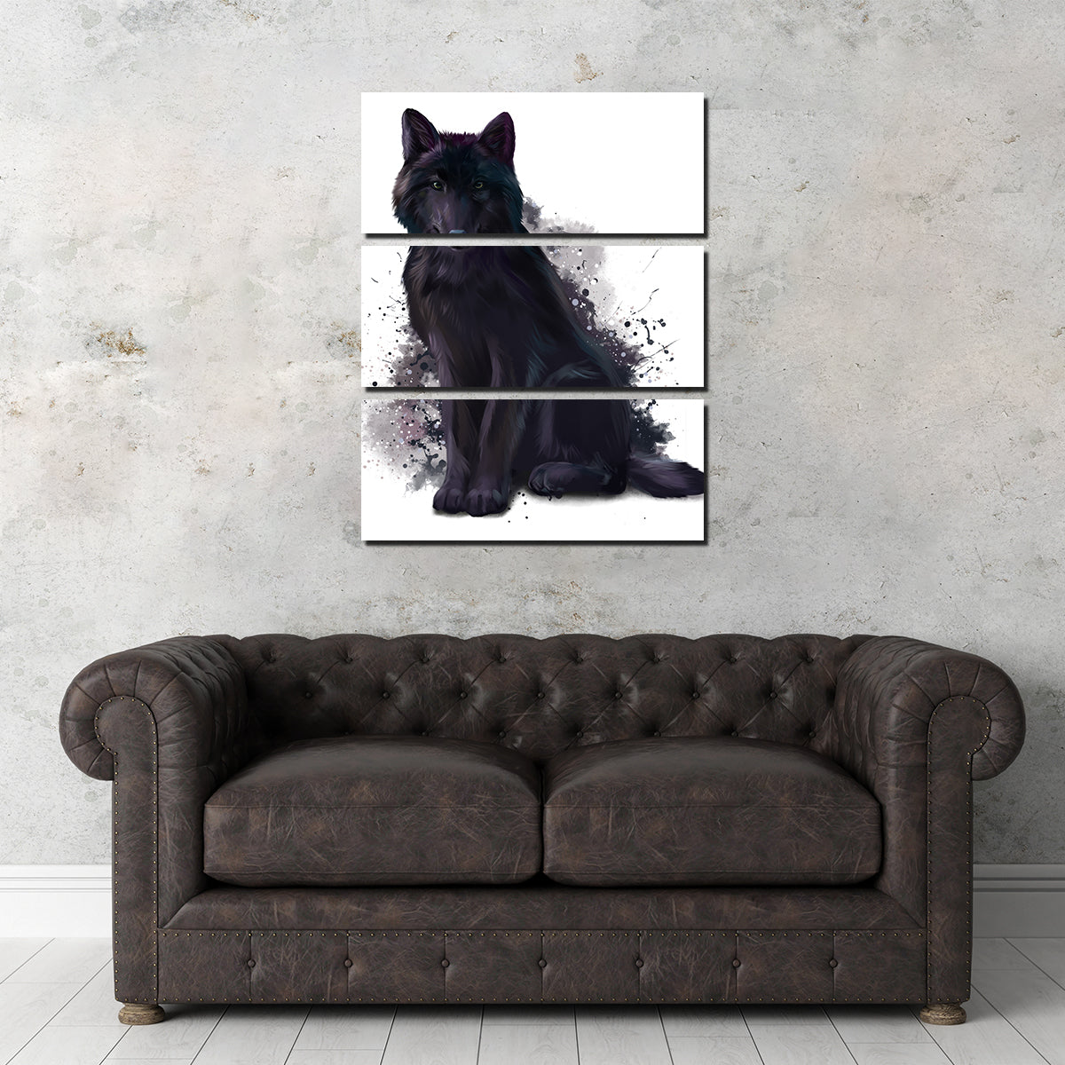 Black Wolf Watercolor Wall Art