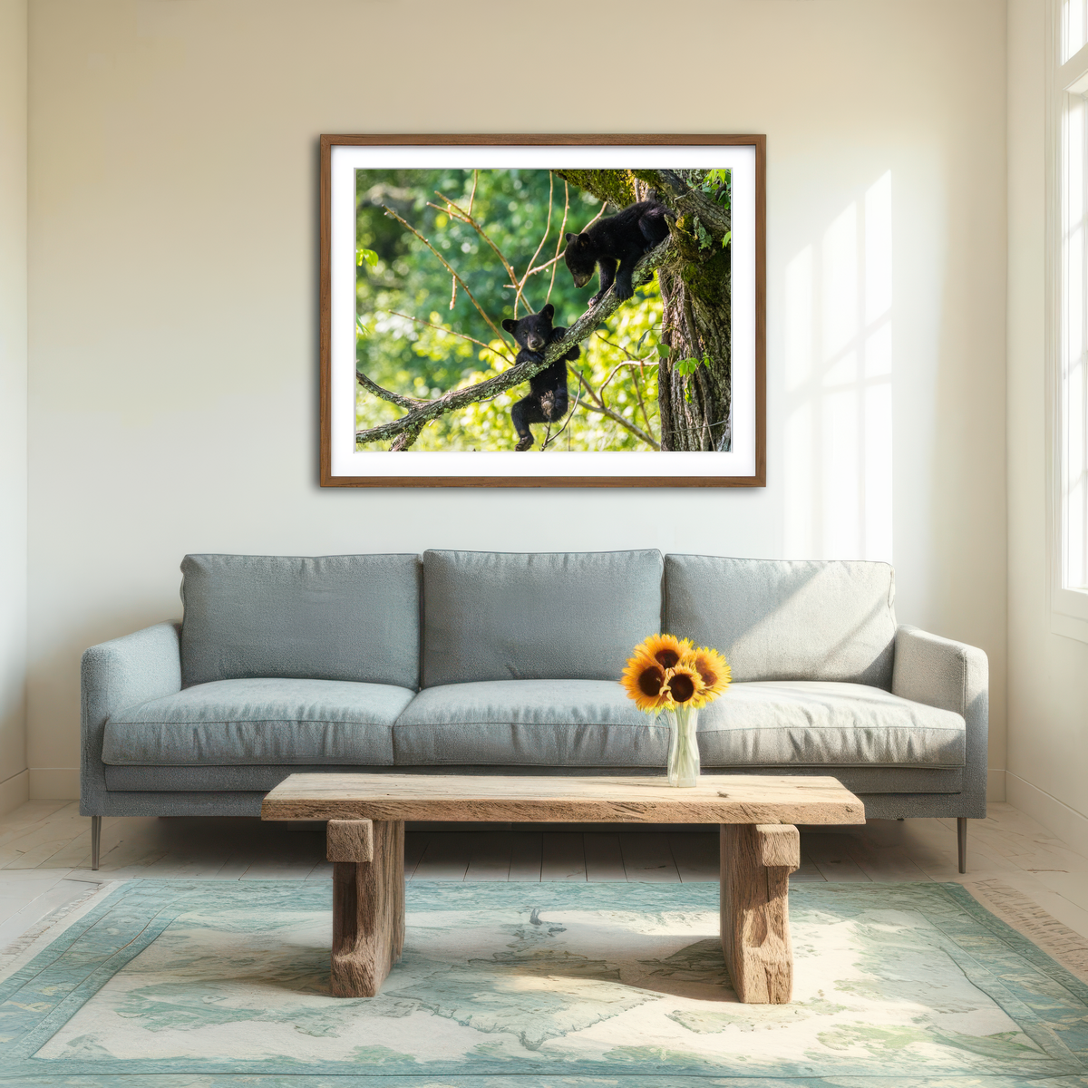 AUTO-MOCKUP ROOM | Black Bear Cubs Playing Wall Art