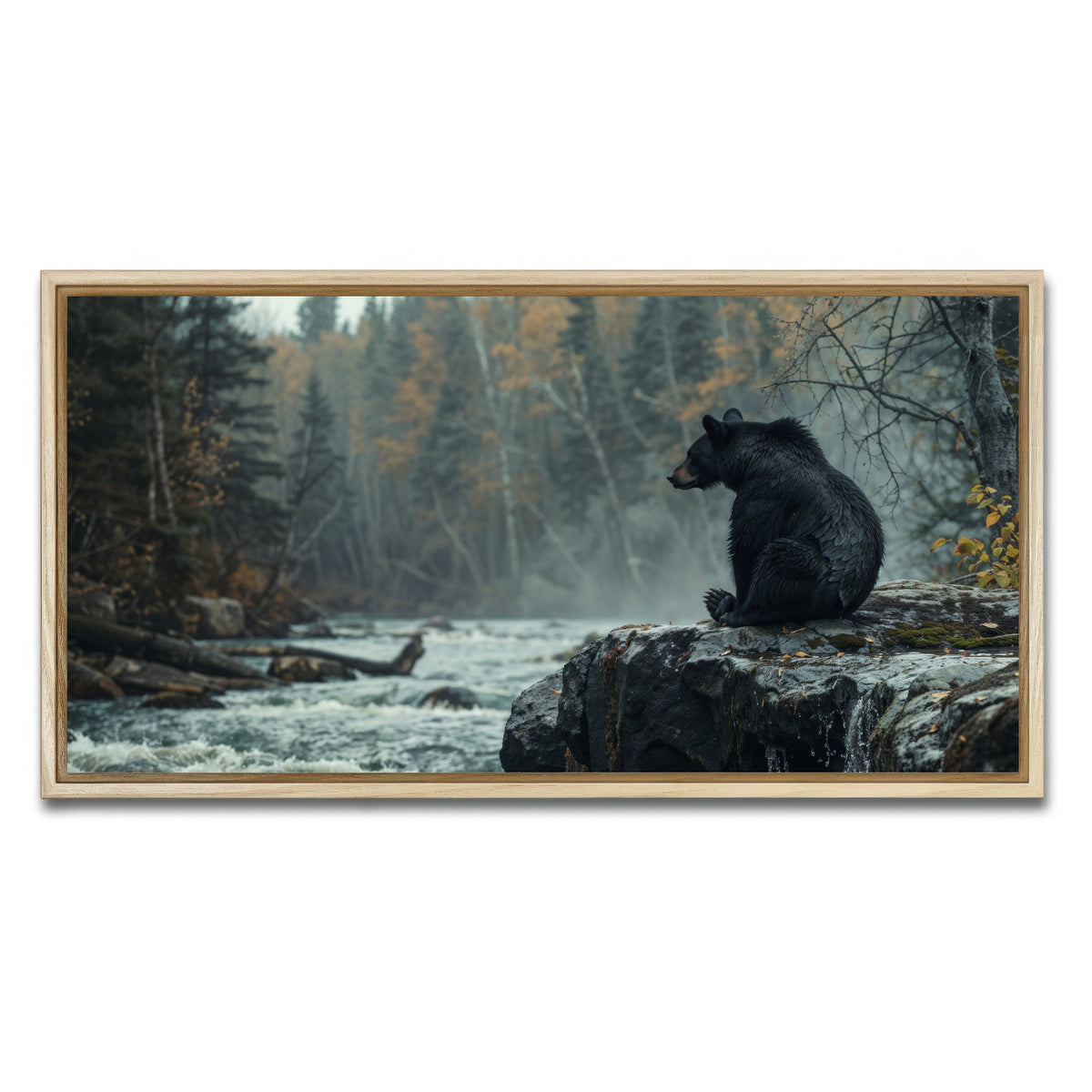AUTO-MOCKUP WHITE | Black Bear River | 1 Piece | Natural Framed Canvas | group=2x1