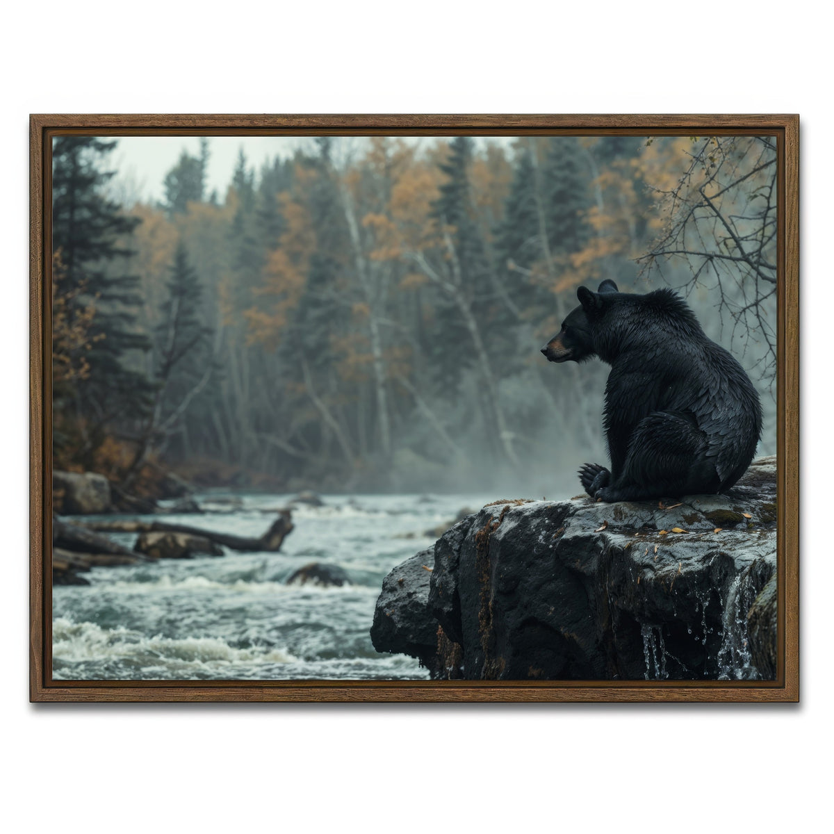 AUTO-MOCKUP WHITE | Black Bear River | 1 Piece | Walnut Framed Canvas | group=4x3