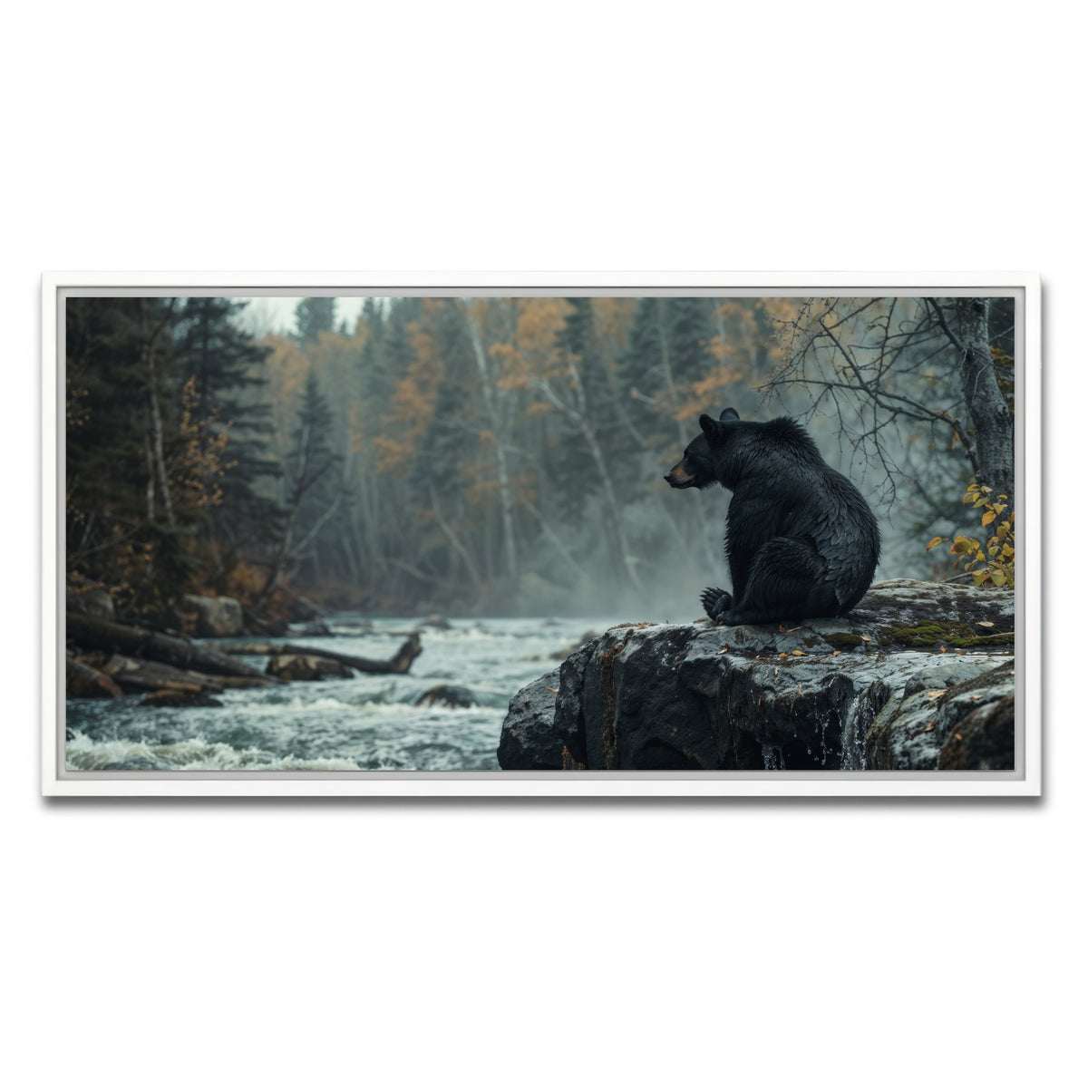 AUTO-MOCKUP WHITE | Black Bear River | 1 Piece | White Framed Canvas | group=2x1
