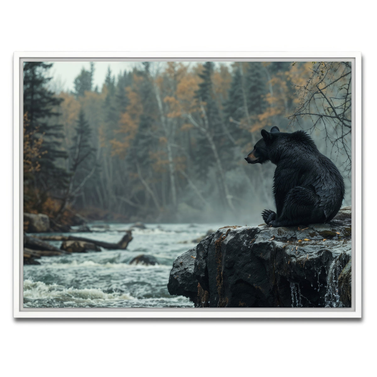 AUTO-MOCKUP WHITE | Black Bear River | 1 Piece | White Framed Canvas | group=4x3