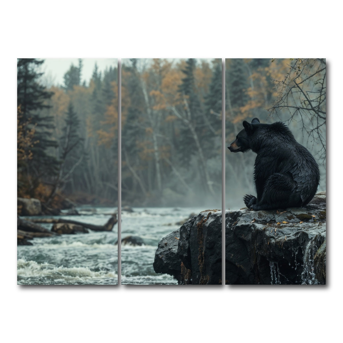 AUTO-MOCKUP WHITE | Black Bear River | 3 Piece | Gallery Wrap Canvas | group=8x18