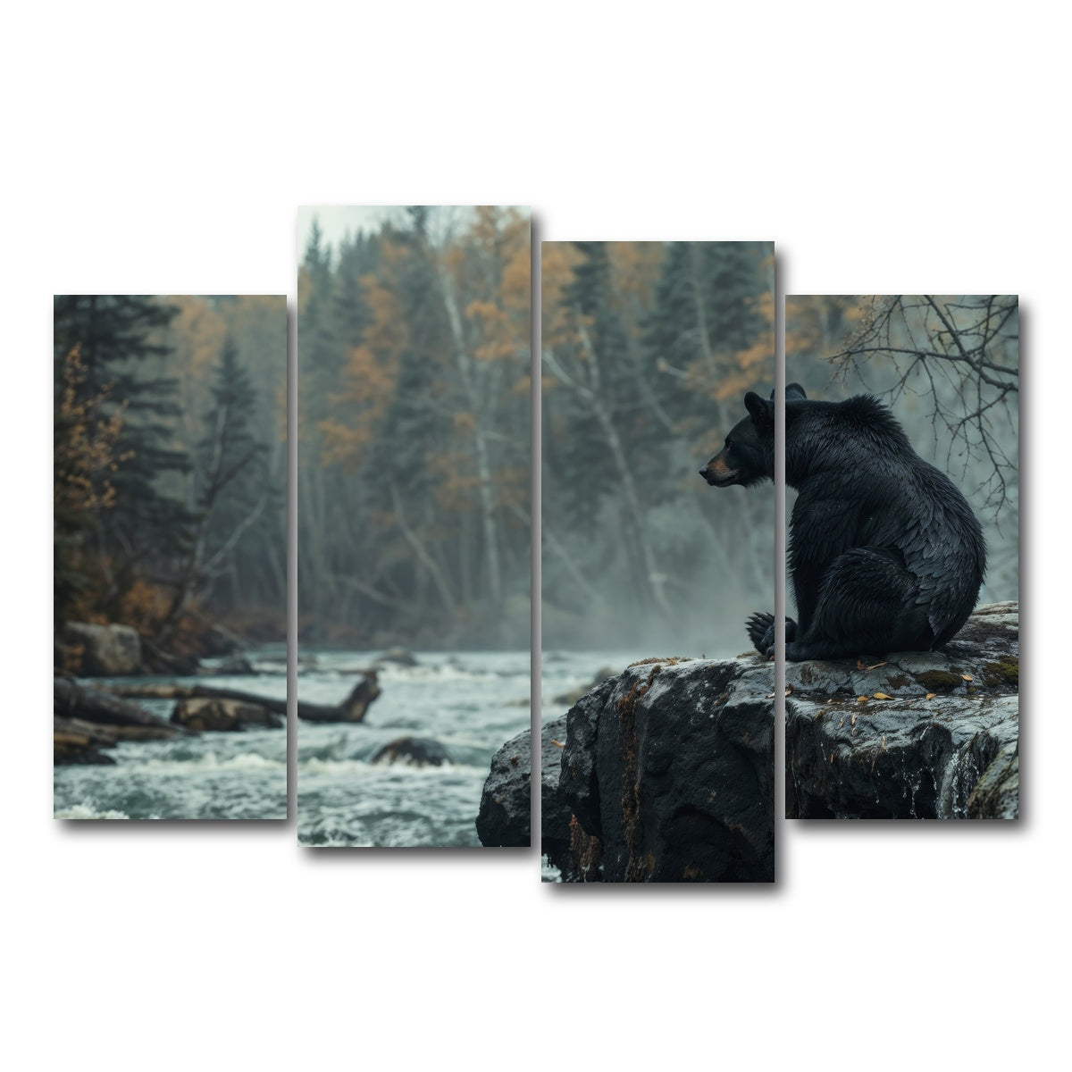 AUTO-MOCKUP WHITE | Black Bear River | 4 Piece | Gallery Wrap Canvas | group=4_normal