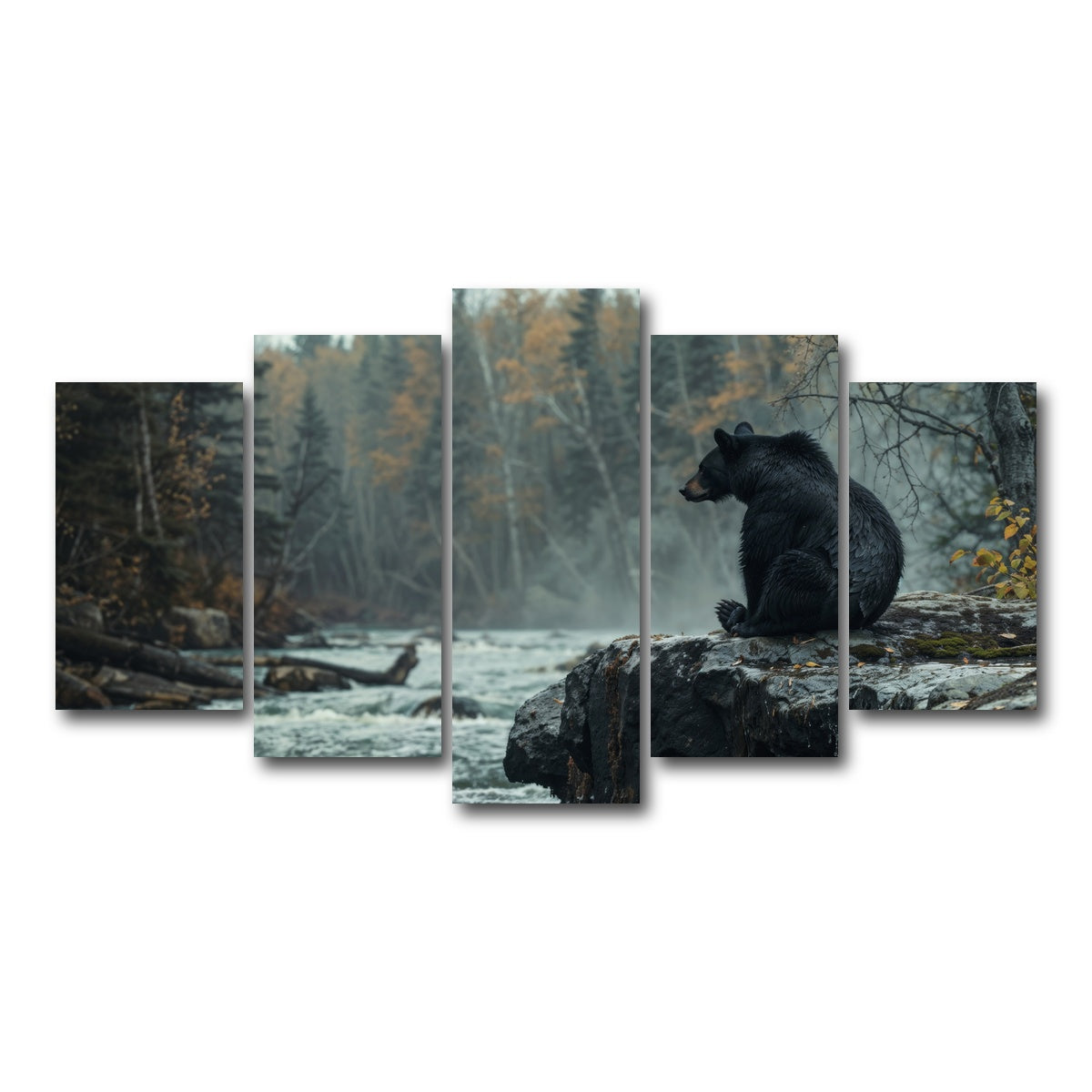 AUTO-MOCKUP WHITE | Black Bear River | 5 Piece | Gallery Wrap Canvas | group=5_normal