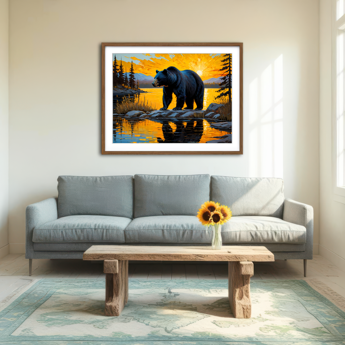 AUTO-MOCKUP ROOM | Black Bear Sunset Wall Art