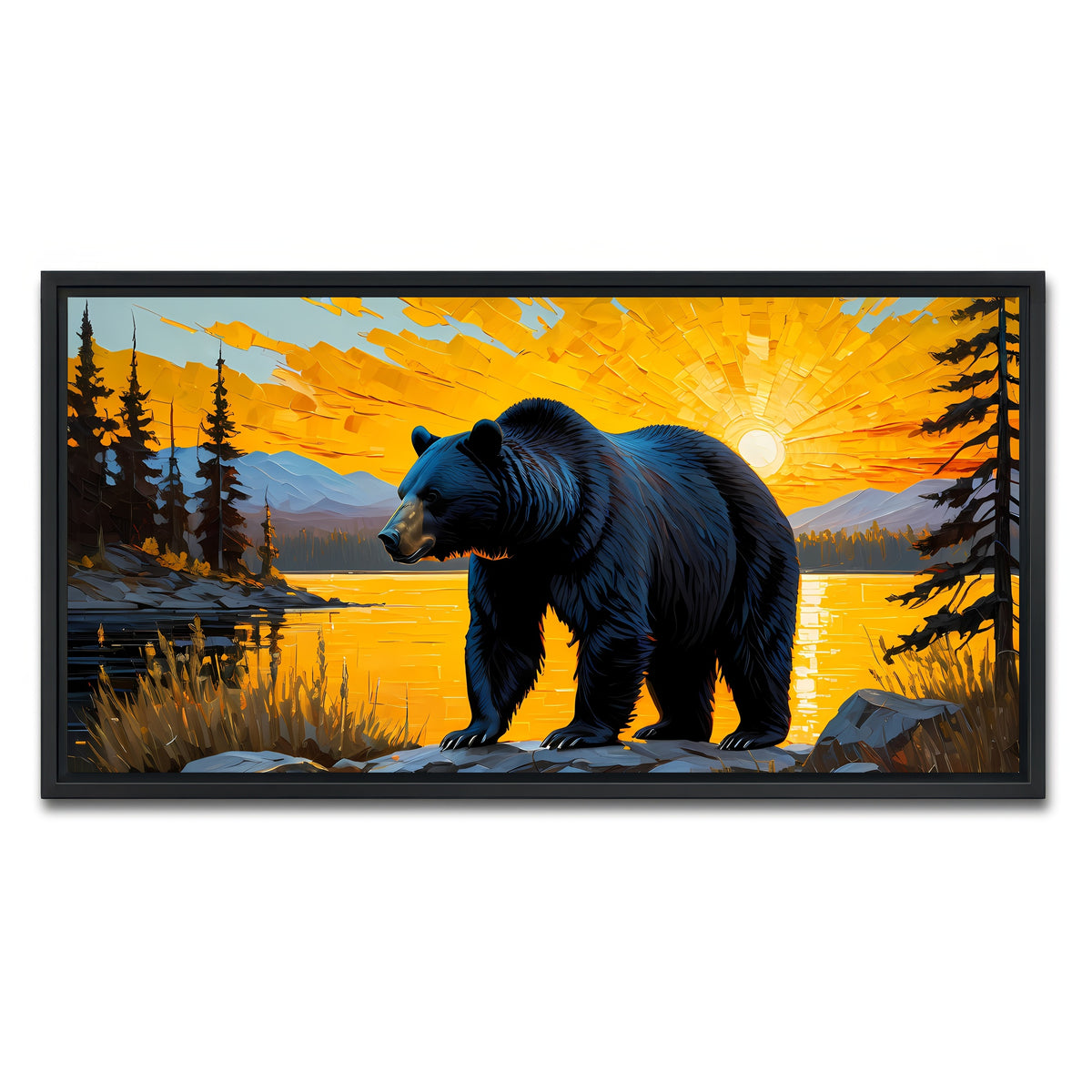 AUTO-MOCKUP WHITE | Black Bear Sunset | 1 Piece | Black Framed Canvas | group=2x1