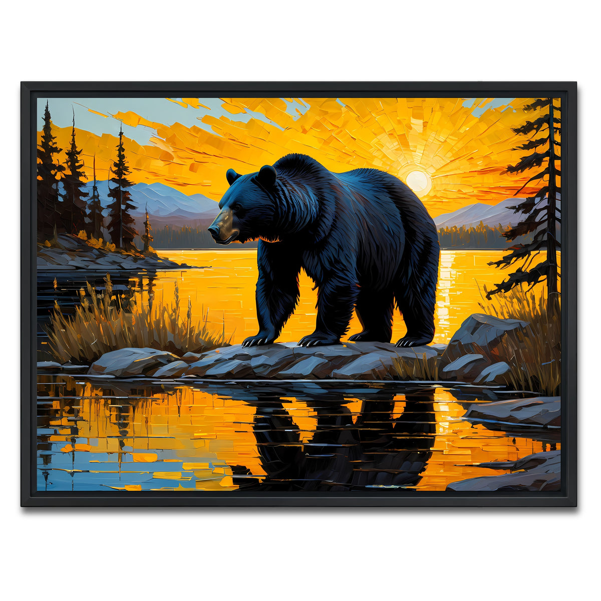 AUTO-MOCKUP WHITE | Black Bear Sunset | 1 Piece | Black Framed Canvas | group=4x3