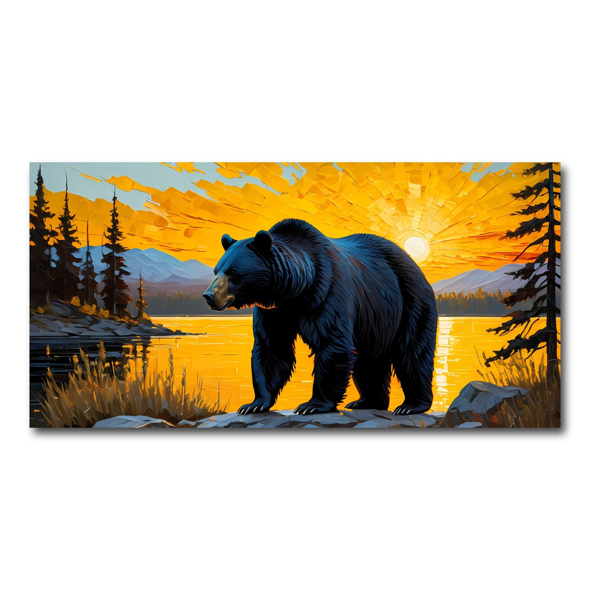 AUTO-MOCKUP WHITE | Black Bear Sunset | 1 Piece | Gallery Wrap Canvas | group=2x1