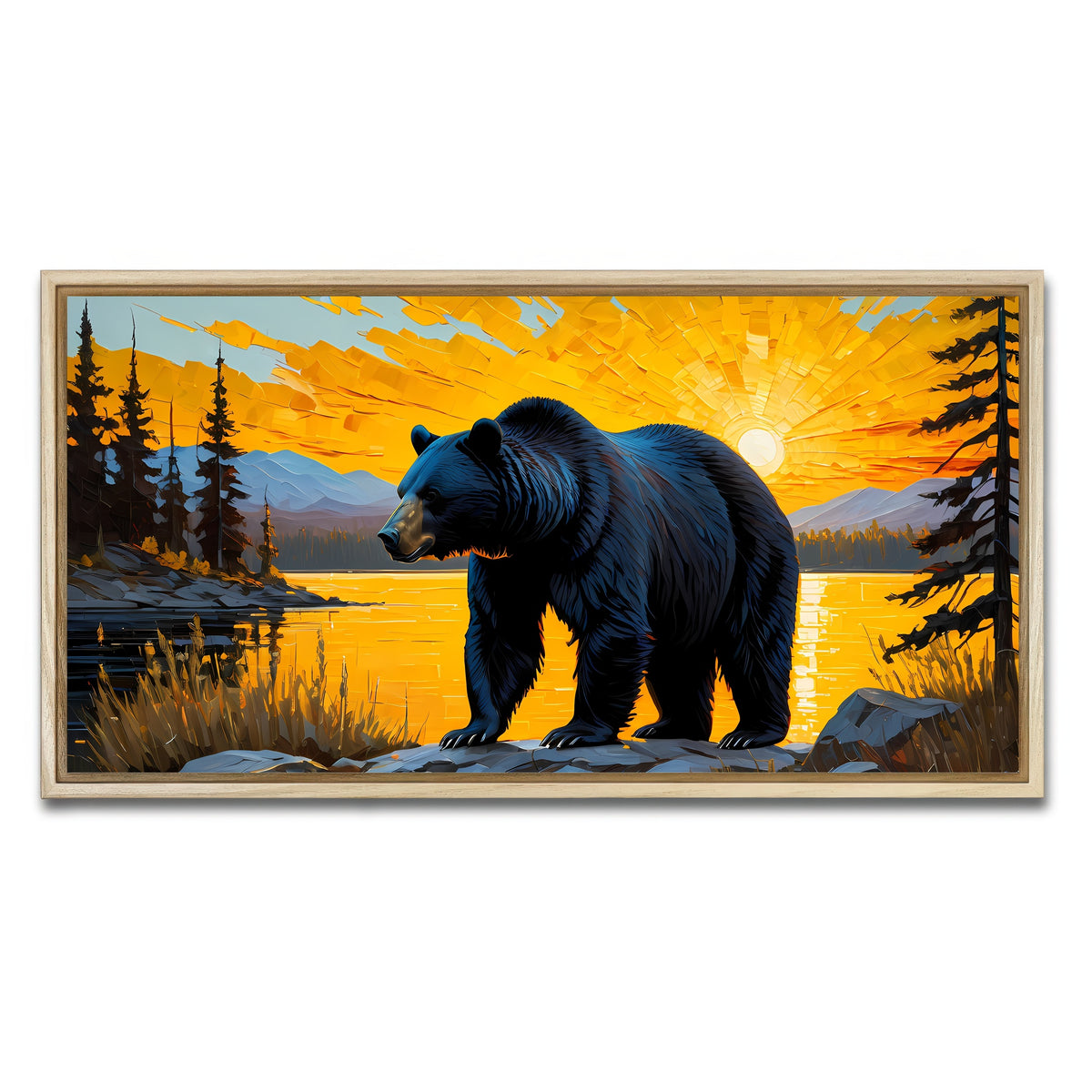 AUTO-MOCKUP WHITE | Black Bear Sunset | 1 Piece | Natural Framed Canvas | group=2x1