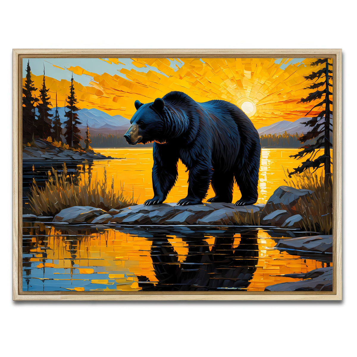AUTO-MOCKUP WHITE | Black Bear Sunset | 1 Piece | Natural Framed Canvas | group=4x3