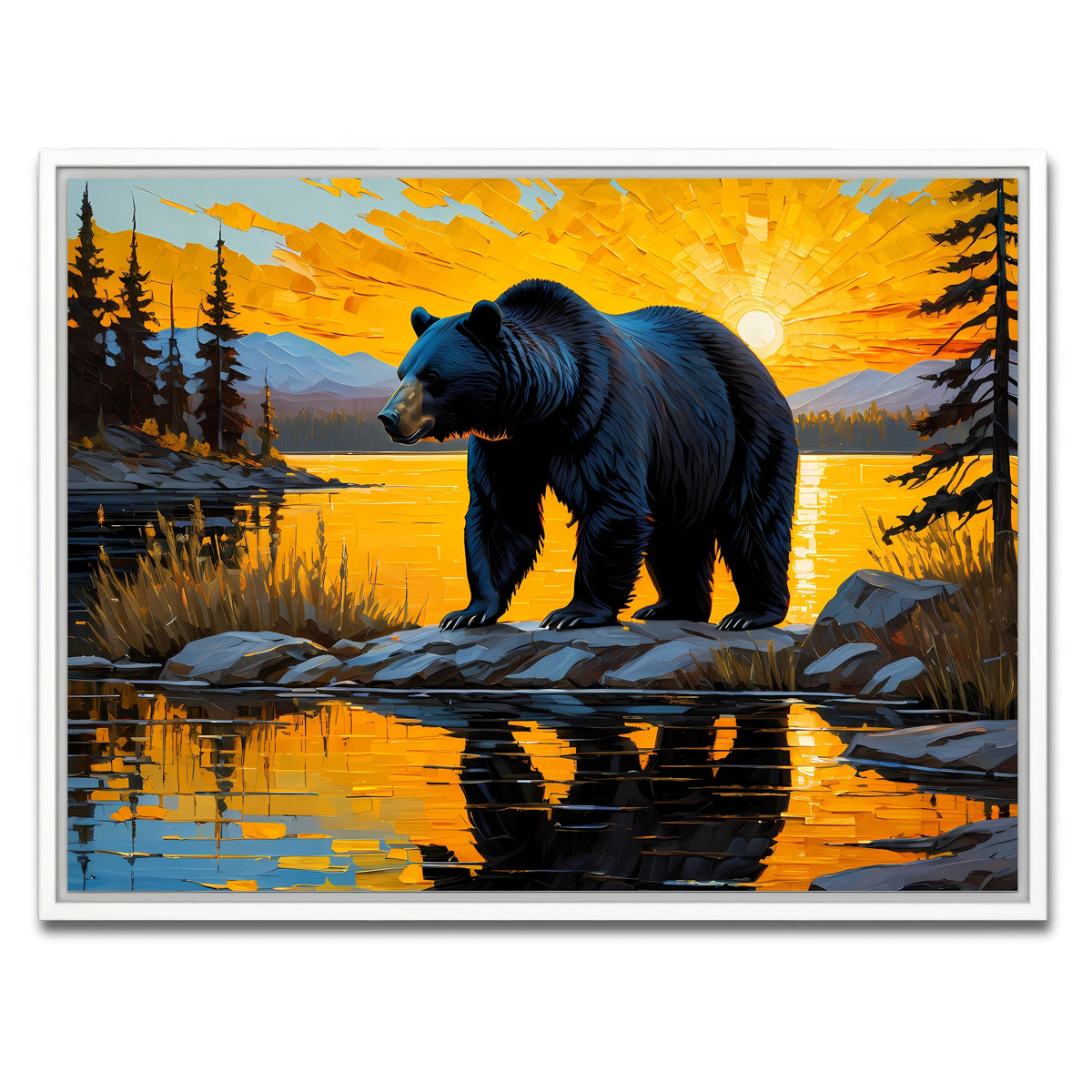 AUTO-MOCKUP WHITE | Black Bear Sunset | 1 Piece | White Framed Canvas | group=4x3