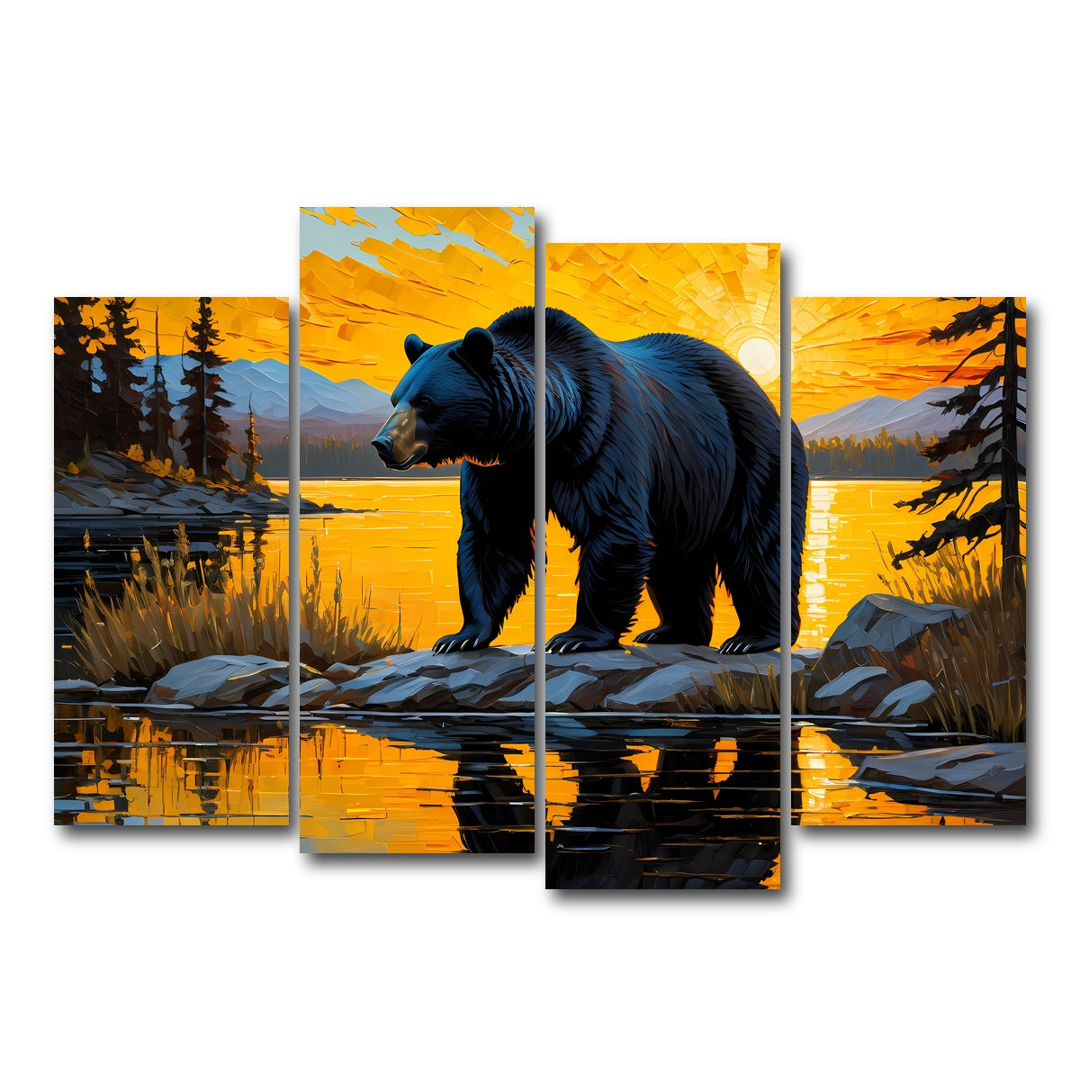AUTO-MOCKUP WHITE | Black Bear Sunset | 4 Piece | Gallery Wrap Canvas | group=4_normal