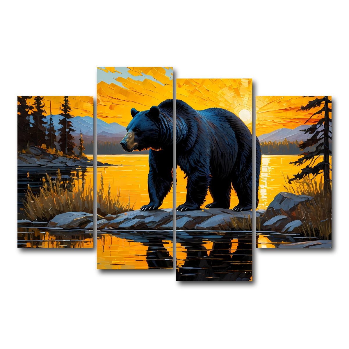 AUTO-MOCKUP WHITE | Black Bear Sunset | 4 Piece | Gallery Wrap Canvas | group=4_short