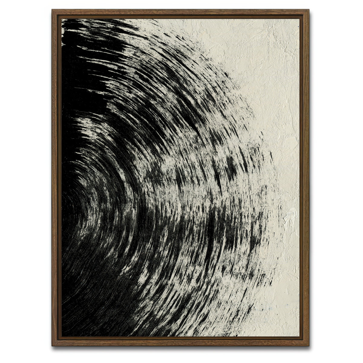 AUTO-MOCKUP WHITE | Black Circle Abstract | 1 Piece | Walnut Framed Canvas | group=3x4