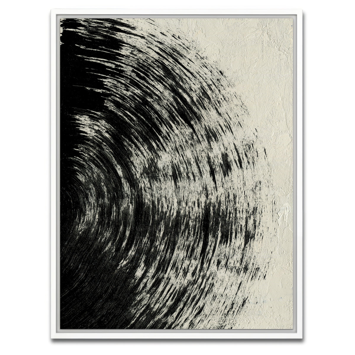 AUTO-MOCKUP WHITE | Black Circle Abstract | 1 Piece | White Framed Canvas | group=3x4