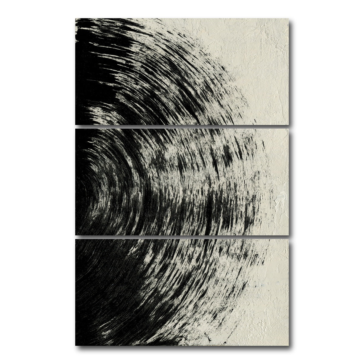 AUTO-MOCKUP WHITE | Black Circle Abstract | 3 Piece | Gallery Wrap Canvas | group=12x24_stacked