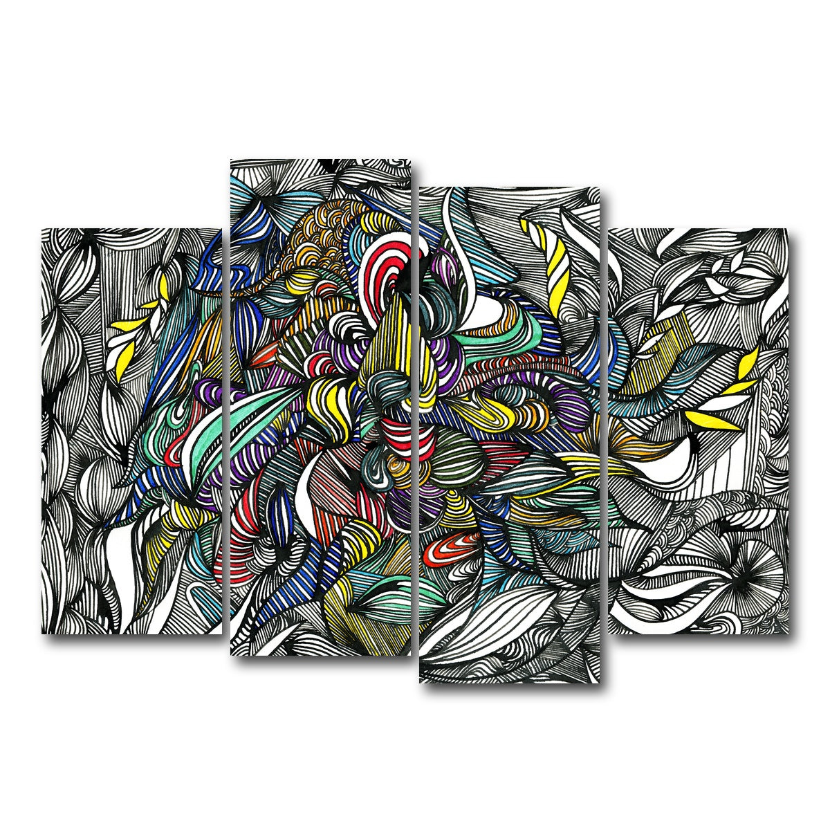 AUTO-MOCKUP WHITE | Black Color Fade | 4 Piece | Gallery Wrap Canvas | group=4_normal