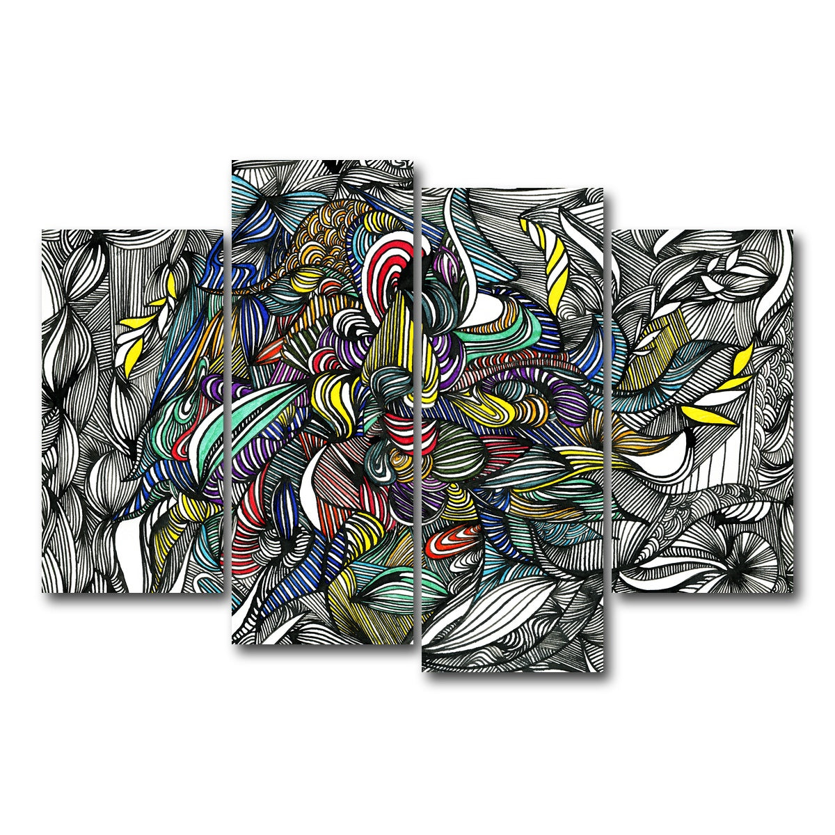 AUTO-MOCKUP WHITE | Black Color Fade | 4 Piece | Gallery Wrap Canvas | group=4_short