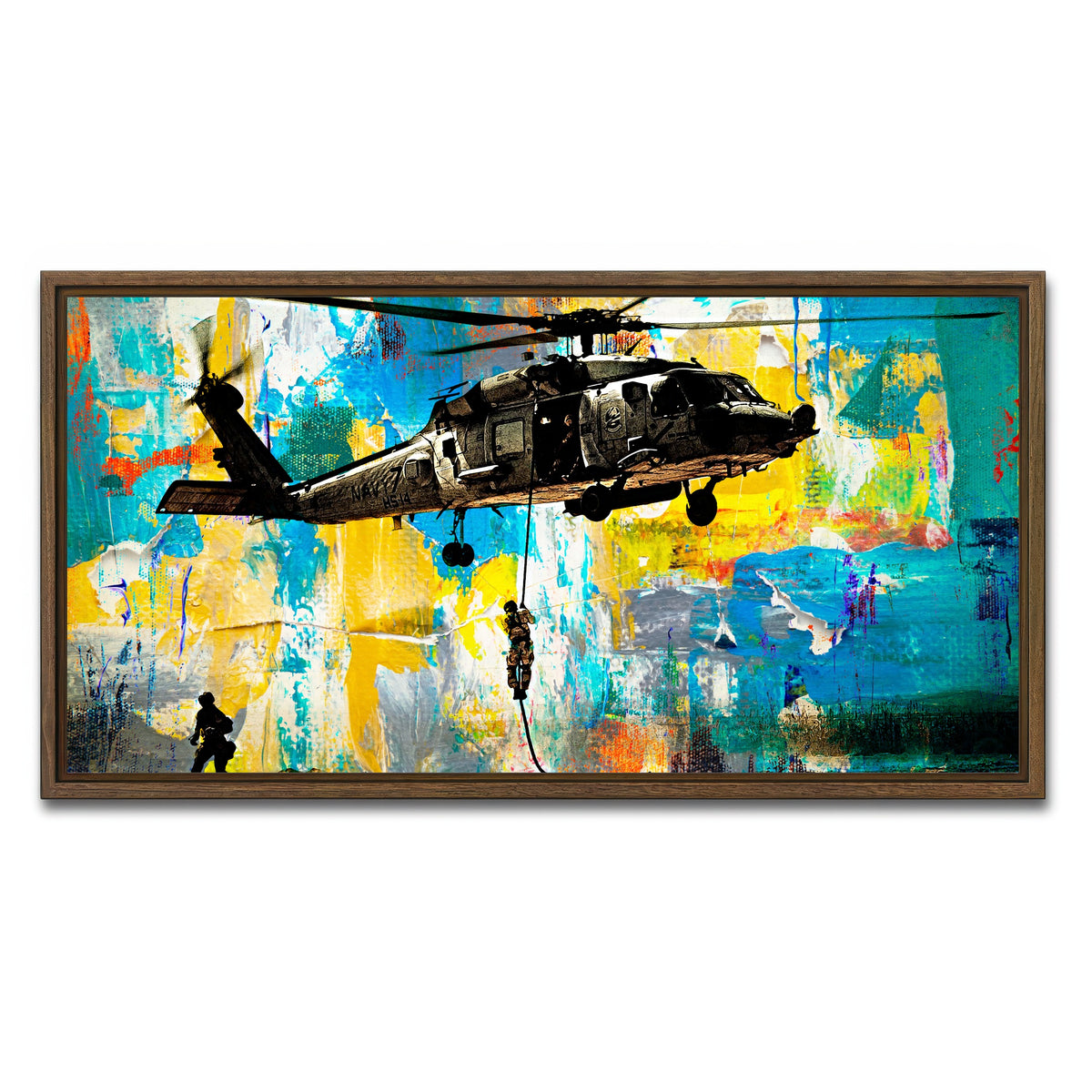 AUTO-MOCKUP WHITE | Black Hawk | 1 Piece | Walnut Framed Canvas | group=2x1