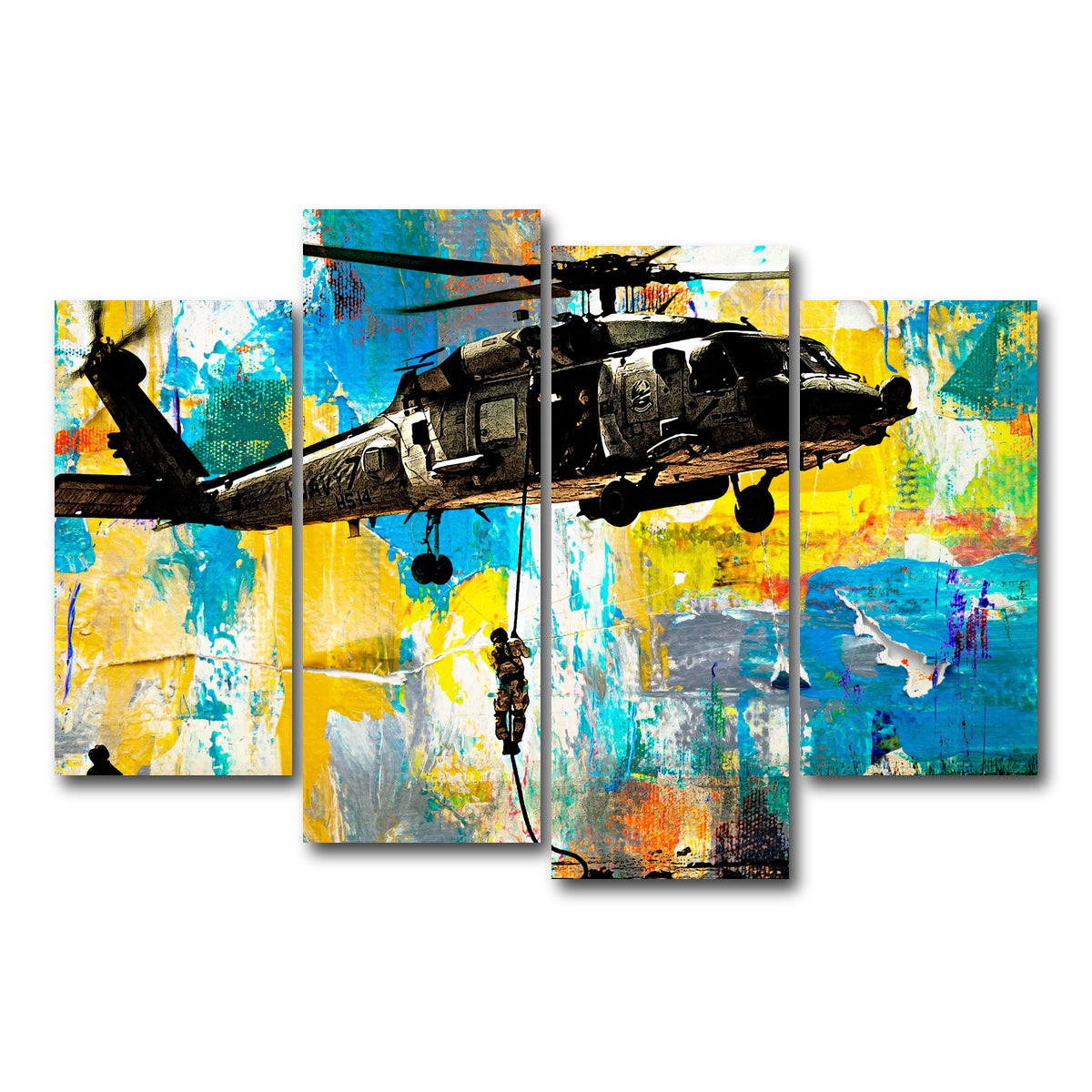 AUTO-MOCKUP WHITE | Black Hawk | 4 Piece | Gallery Wrap Canvas | group=4_short
